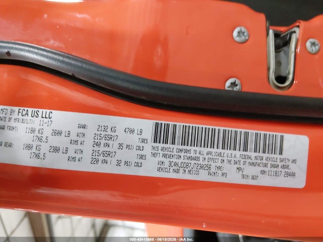 Продажа на аукционе авто 2018 Jeep Compass Trailhawk 4x4, vin: 3C4NJDDB7JT230256, номер лота: 45410968