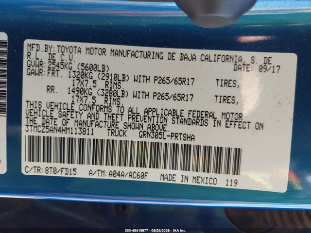 3TMCZ5AN4HM113811 Toyota Tacoma Trd Sport