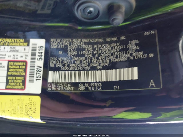 5TDKK3DC5ES451180 Toyota Sienna Le V6 8 Passenger