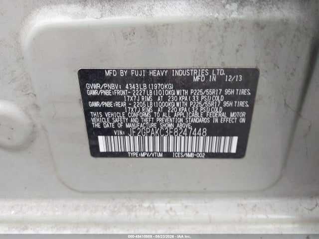 2014 Subaru Xv Crosstrek 2.0i Limited მანქანა იყიდება აუქციონზე, vin: JF2GPAKC3E8247448, აუქციონის ნომერი: 45410989