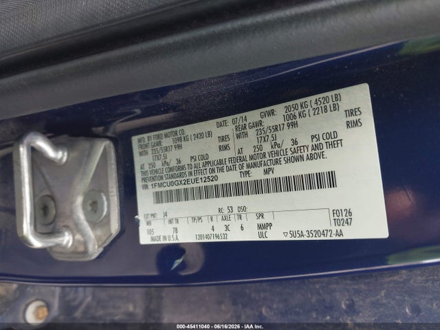 Aukcja sprzedaży 2014 Ford Escape Se, vin: 1FMCU0GX2EUE12520, numer aukcji: 45411040
