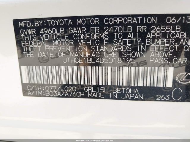 Продаж на аукціоні авто 2013 Lexus Gs 350, vin: JTHCE1BL4D5018195, номер лоту: 45411042