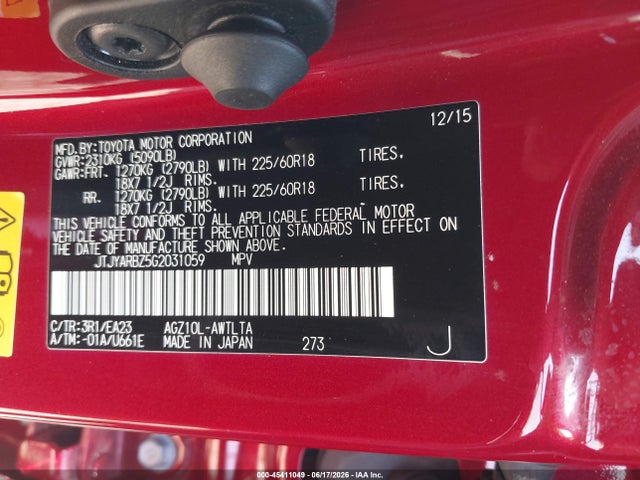 Lexus NX 200T 2016 JTJYARBZ5G2031059 Image 9