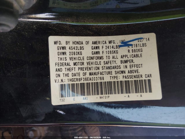 1HGCR6F36EA003768 Honda ACCORD HYBRID