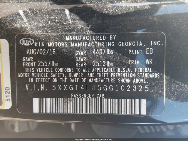 KIA Optima Lx 2016 5XXGT4L35GG102325 Image 9
