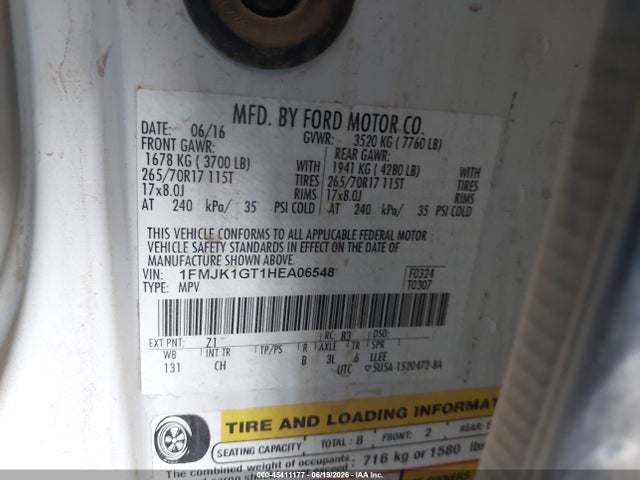 1FMJK1GT1HEA06548 Ford Expedition El Xl