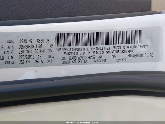 1C4RDHAG5GC466456 Dodge Durango Sxt