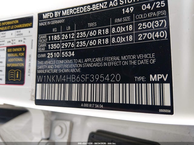 Продаж на аукціоні авто 2025 Mercedes-benz Glc 300 4matic Suv, vin: W1NKM4HB6SF395420, номер лоту: 45411220