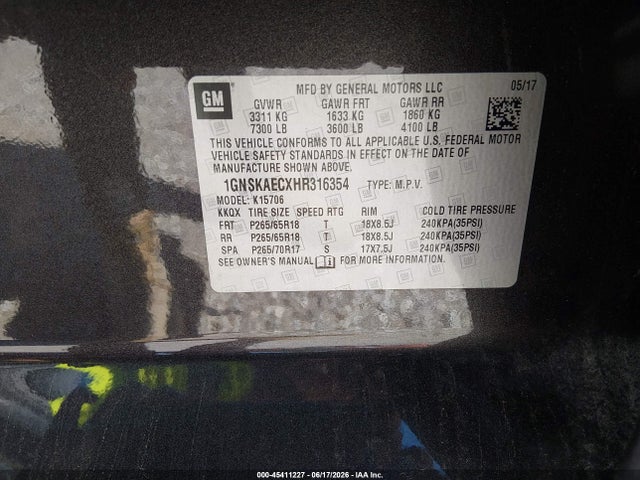 1GNSKAECXHR316354 Chevrolet Tahoe Ls