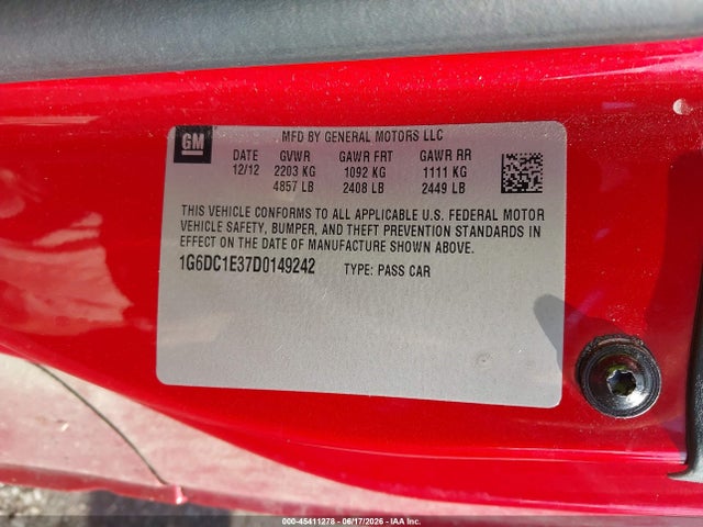 2013 Cadillac Cts Standard მანქანა იყიდება აუქციონზე, vin: 1G6DC1E37D0149242, აუქციონის ნომერი: 45411278