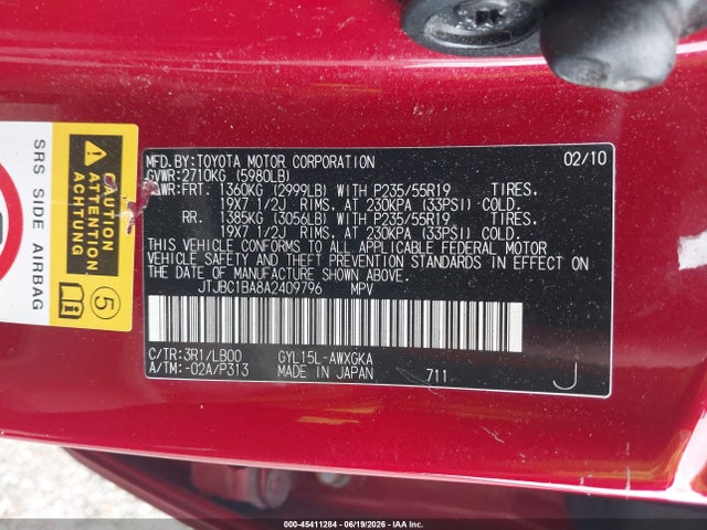 Продаж на аукціоні авто 2010 Lexus Rx 450h, vin: JTJBC1BA8A2409796, номер лоту: 45411284