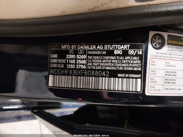 2015 Mercedes-benz E 350 4matic მანქანა იყიდება აუქციონზე, vin: WDDHF8JBXFB088042, აუქციონის ნომერი: 45411310