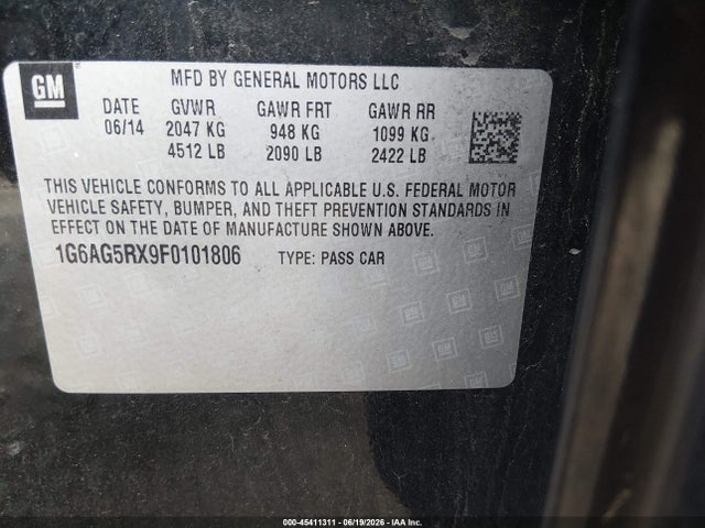 Продажа на аукционе авто 2015 Cadillac Ats Standard, vin: 1G6AG5RX9F0101806, номер лота: 45411311