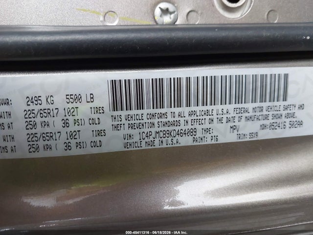 Jeep Cherokee Latitude 4x4 2019 1C4PJMCB9KD464089 Image 9