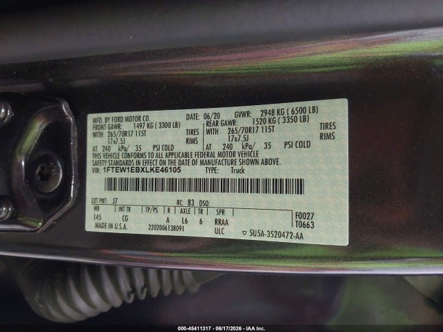 1FTEW1EBXLKE46105 Ford F-150 Xl/xlt