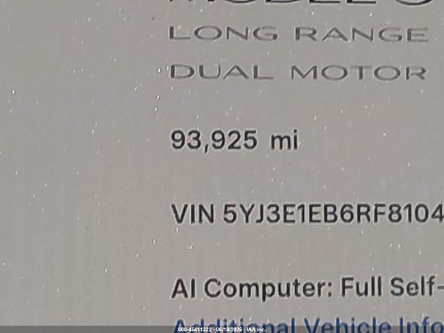 Продаж на аукціоні авто 2024 Tesla Model 3 Long Range Dual Motor All-wheel Drive, vin: 5YJ3E1EB6RF810469, номер лоту: 45411322