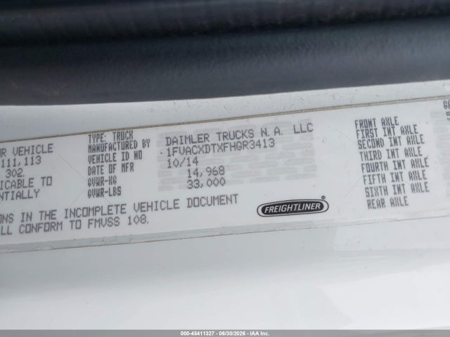 Aukcja sprzedaży 2015 Freightliner M2 106 Medium Duty, vin: 1FVACXDTXFHGR3413, numer aukcji: 45411327