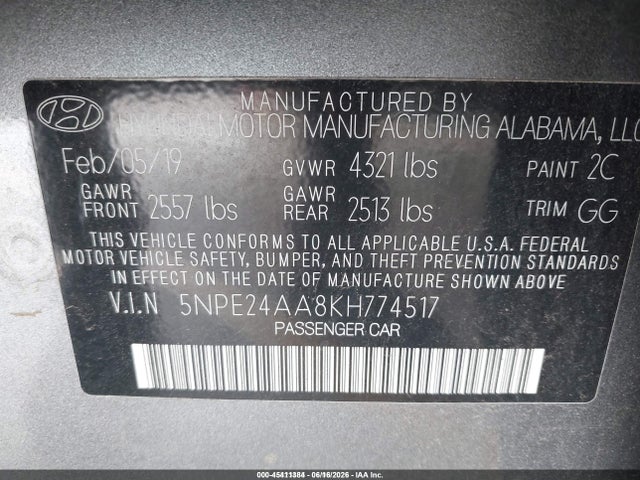 Hyundai SONATA ECO 2019 5NPE24AA8KH774517 Image 9