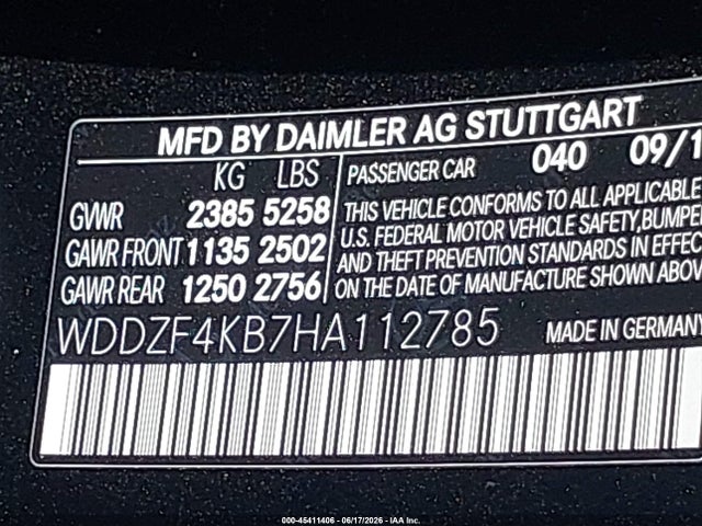 Aukcja sprzedaży 2017 Mercedes-benz E 300 4matic, vin: WDDZF4KB7HA112785, numer aukcji: 45411406