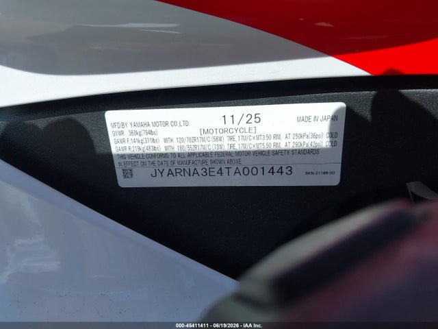 Yamaha Yzf890 2026 JYARNA3E4TA001443 Image 10