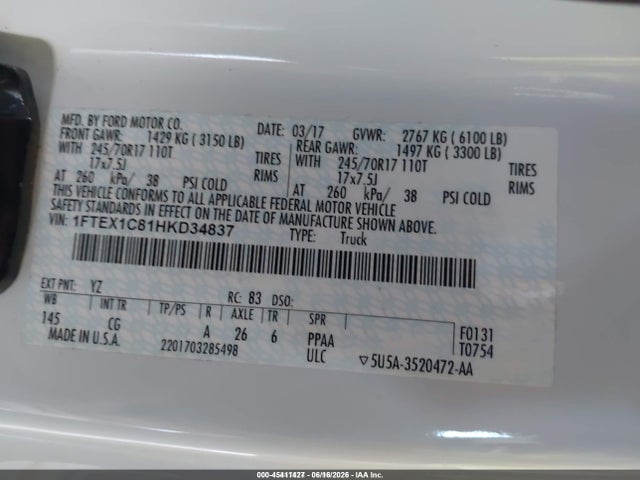Ford F-150 Xl 2017 1FTEX1C81HKD34837 Image 9