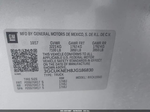 3GCUKNEH8JG186830 Chevrolet Silverado 1500 Work Truck