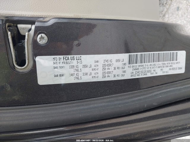 Aukcja sprzedaży 2016 Chrysler Town & Country Touring, vin: 2C4RC1BG1GR166283, numer aukcji: 45411491