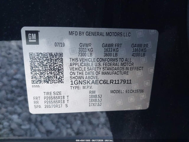Продажа на аукционе авто 2020 Chevrolet Tahoe 4wd Ls, vin: 1GNSKAEC6LR117911, номер лота: 45411505