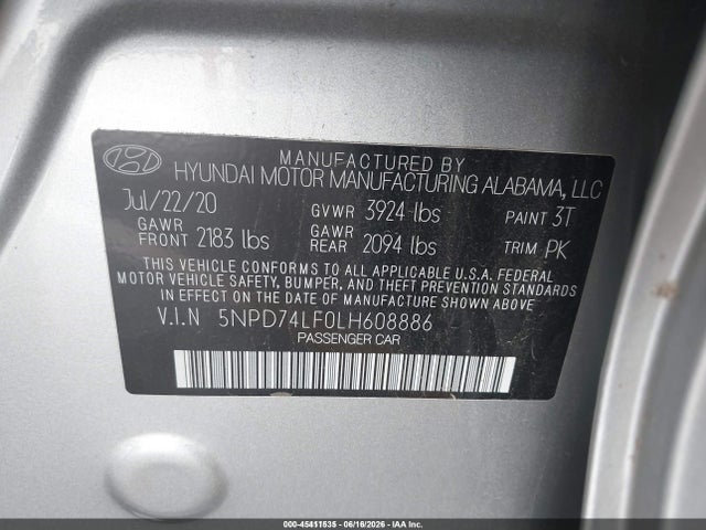 Hyundai ELANTRA SE 2020 5NPD74LF0LH608886 Image 9