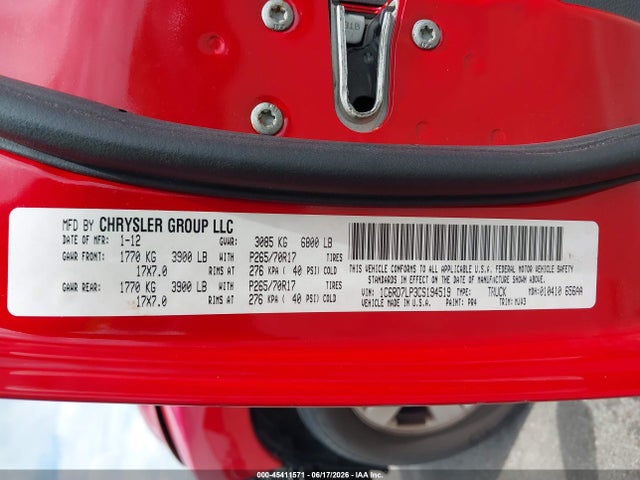 Продажа на аукционе авто 2012 Ram 1500 Slt, vin: 1C6RD7LP3CS194519, номер лота: 45411571