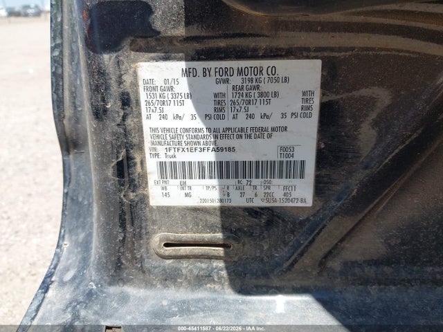 Ford F-150 Xlt 2015 1FTFX1EF3FFA59185 Image 9