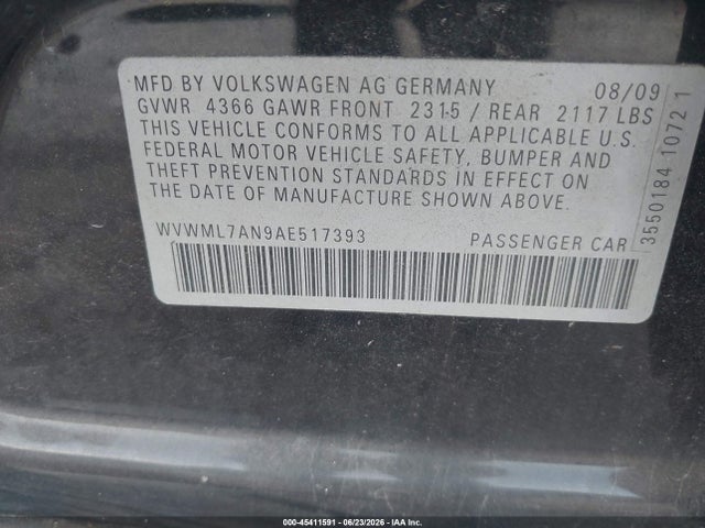 Auction sale of the 2010 Volkswagen Cc Sport, vin: WVWML7AN9AE517393, lot number: 45411591