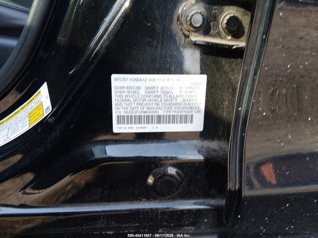Aukcja sprzedaży 2021 Acura Ilx Standard, vin: 19UDE2F3XMA005093, numer aukcji: 45411607