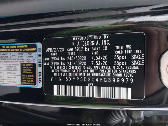 Продажа на аукционе авто 2023 Kia Telluride Ex X-line, vin: 5XYP3DGC4PG399979, номер лота: 45411630