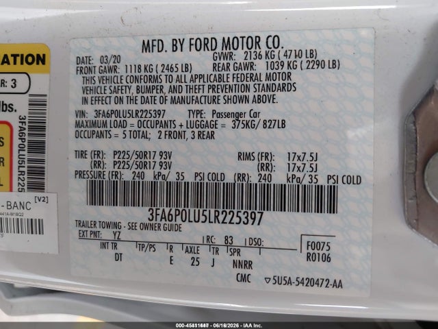 Ford Fusion Hybrid Se 2020 3FA6P0LU5LR225397 Image 9