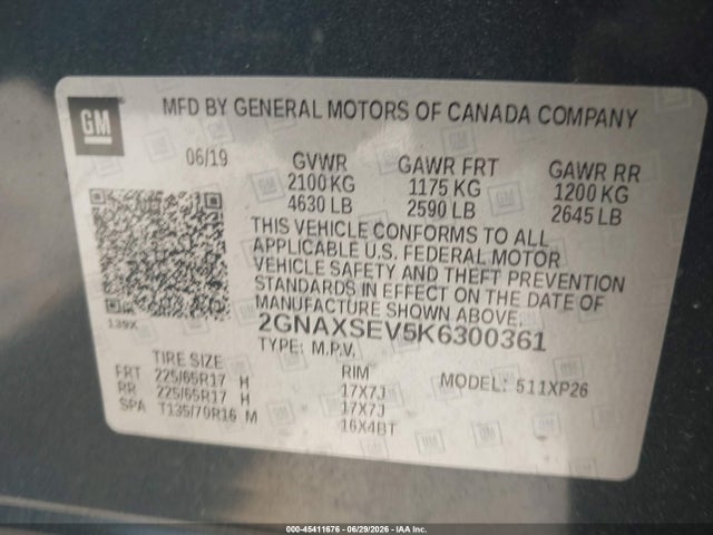 Chevrolet EQUINOX LS 2019 2GNAXSEV5K6300361 Image 9