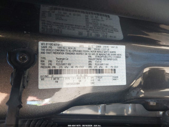 Aukcja sprzedaży 2015 Ford C-max Hybrid Sel, vin: 1FADP5BU7FL110860, numer aukcji: 45411678