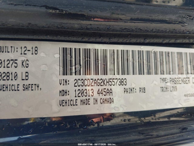 Dodge Challenger Sxt 2019 2C3CDZAG2KH557383 Image 9