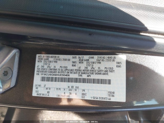 Ford ESCAPE SE 2017 1FMCU9G94HUE50406 Image 9