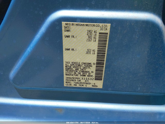 Nissan LEAF S 2015 1N4AZ0CP6FC315532 Image 9