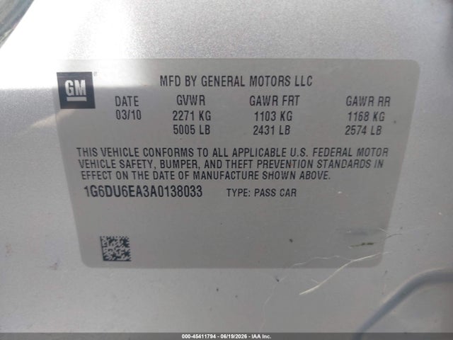 Продаж на аукціоні авто 2010 Cadillac Sts Rwd W/1se, vin: 1G6DU6EA3A0138033, номер лоту: 45411794