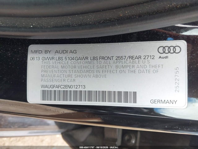 2014 Audi A6 2.0t Premium მანქანა იყიდება აუქციონზე, vin: WAUGFAFC2EN012713, აუქციონის ნომერი: 45411797