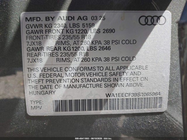 WA1EECF39S1065964 Audi Q3 Premium 45 Tfsi S Line Quattro Tiptronic