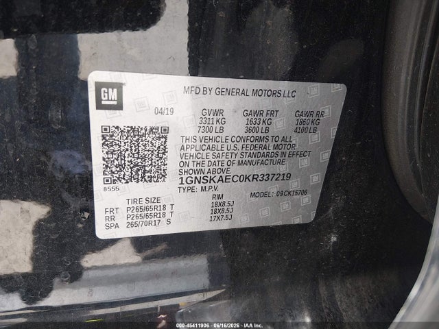 Chevrolet Tahoe Ls 2019 1GNSKAEC0KR337219 Image 9