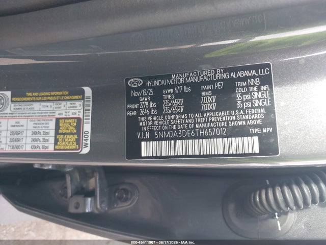 2026 Hyundai Tucson Se მანქანა იყიდება აუქციონზე, vin: 5NMJA3DE6TH657012, აუქციონის ნომერი: 45411907