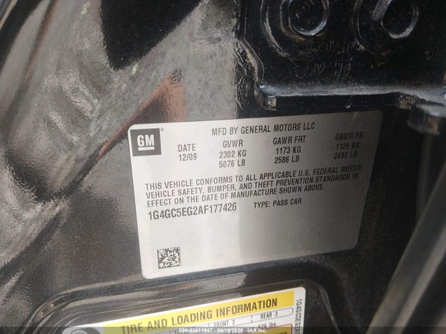 Aukcja sprzedaży 2010 Buick Lacrosse Cxl, vin: 1G4GC5EG2AF177426, numer aukcji: 45411947
