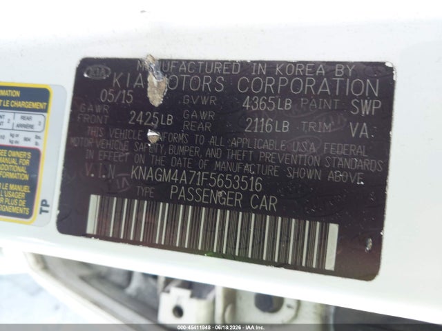 KIA Optima Lx 2015 KNAGM4A71F5653516 Image 9