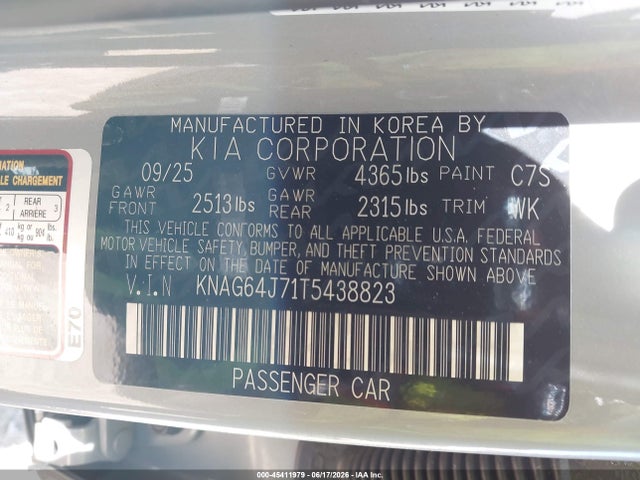 KNAG64J71T5438823 KIA K5 Gt-line Fwd