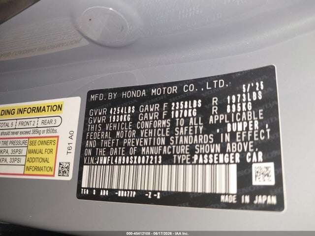 JHMFL4H90SX007213 Honda Civic Hybrid Sport Touring