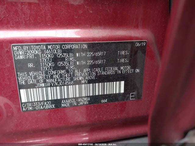 Toyota Rav4 Xle 2019 JTMW1RFV7KJ014568 Image 9